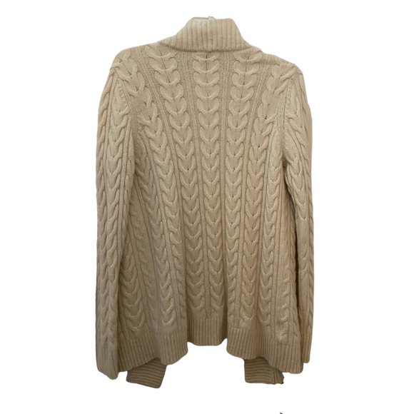 Ann Taylor wool alpaca white chunky braided cardigan sweater sz M - Picture 4 of 7